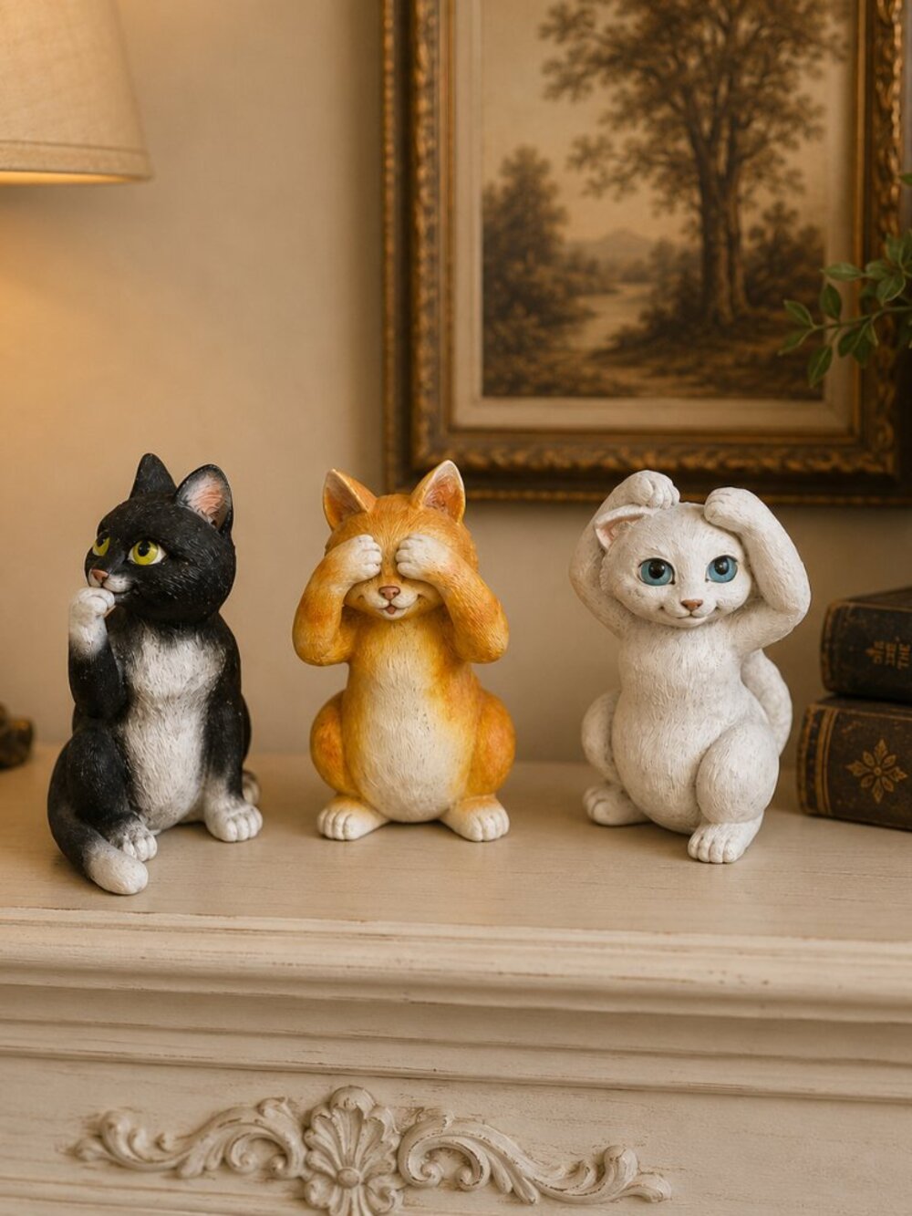 "Good Kitties" Figurines "See No Evil, Hear No Evil, Speak No Evil" Set of 3 - Picture 2 of 8